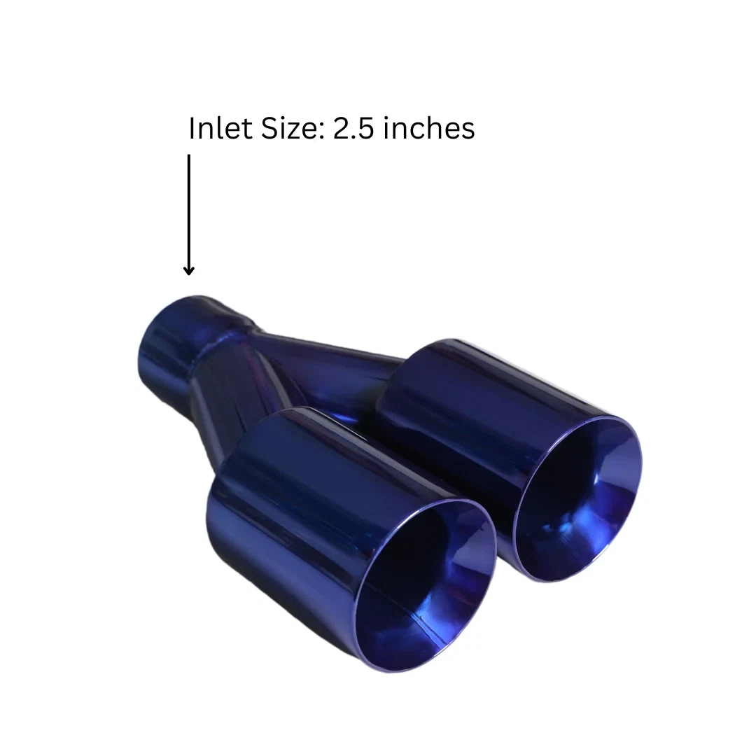 Dual Round Double Wall Straight Cut Tip Powered Coat JDM Blue-ET-0251BL